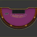 Household Game Table With Curved Design Pink Tabletop Brown Edge Wooden Support And White Card