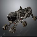 Futuristic Off Road Exploration Vehicle With Metallic Mechanical Structure And Large Wheels