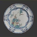Elegant Decorative Plate With Blue White Pink Floral Bird Design For Tableware