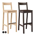 Light And Dark Wooden Bar Stools With Simple Backrest Design For Home Kitchen 3d model