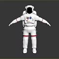 Man in White Astronaut Spacesuit with NASA Logo Standing on Gray Background