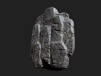 Natural Gray Decorative Stone Block Featuring Rough Texture And Cracked Surface 3d model