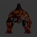 Game Movie Character Ferocious Monster With Fiery Orange Red Texture Sharp Claws And Open Mouth
