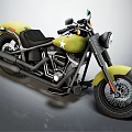 Yellow Classic Cruiser Motorcycle With Black Seat Handlebar And Star Emblem