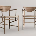 Minimalist Wooden Dining Chairs With Armrest And Woven Seat Design