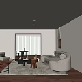 Modern Living Room Interior With Light Sofa Wooden Floors Round Coffee Table And Floor Lamp