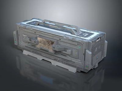Futuristic Tech Container Component With Metallic Panels Handle And Digital 3d model