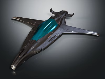 Modern Futuristic Fighter Jet With Dark Body Blue Canopy Unique Sleek Wings Design 3d model