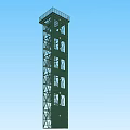 Industrial Metal Training Tower With External Staircase And Platform Framework 3d model