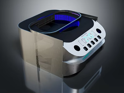 Modern Digital Device With Blue Light Display Control Buttons And Metallic Finish 3d model