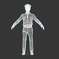 Game Movie Character 3D Model Wearing Green Uniform Shirt With Tie Hat And Pants