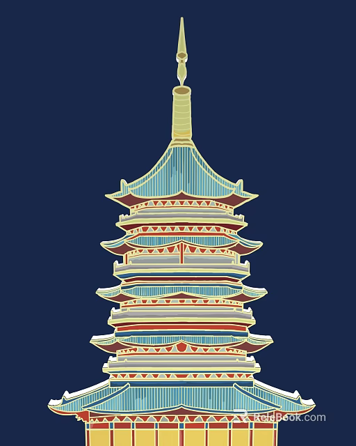 Traditional Multi Tiered Pagoda With Ornate Eaves And Colorful Architectural Details 3d model 