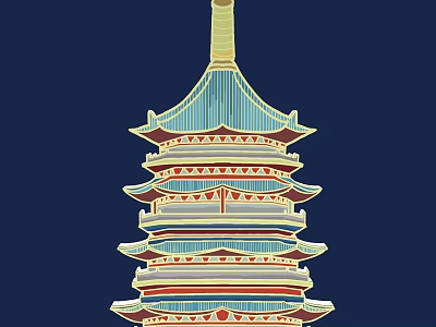 Traditional Multi Tiered Pagoda With Ornate Eaves And Colorful Architectural Details 3d model