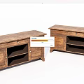 Pair of Wooden TV Cabinets With Drawers And Open Storage Compartments