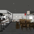 Stylish Milk Tea Shop Interior Design With Cozy Seating Bar Counter And Hanging Lamps