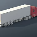 Red Semi Truck With White Enclosed Trailer And Heavy Duty Transport Design