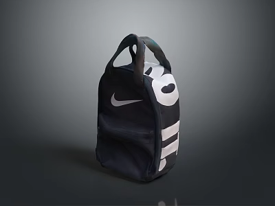 Black Nike Sports Equipment Bag With White Logo And Stripes 3d model