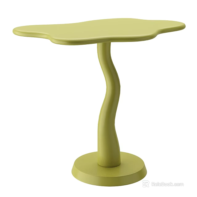 Light Green Coffee Table With Curved Leg And Irregular Shaped Top 3d model