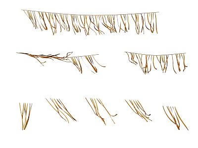 Brown Decorative Tassel Strands With Thin Threads For Craft Projects 3d model