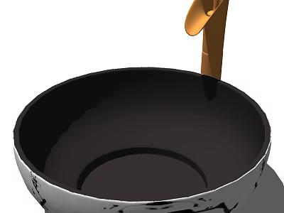 Stylish Modern Washbasin With Black Basin Silver Rim And Gold Faucet Design 3d model
