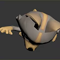 Cute 3D Cartoon Animal Character With Gray Body Yellow Belly And Waving Paw