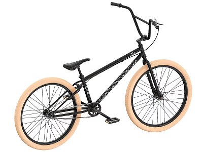 Black Frame BMX Bicycle With Light Color Tires And High Handlebars 3d model