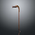 Vintage Copper Cane With Hand Shaped Top Decoration And Classic Ornamental Design