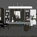 Modern Study Desk and Chair Combination Bookshelf Bookcase Books 3d model