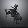 Green Silver Space Mission Helicopter With Rotors And Advanced Equipment