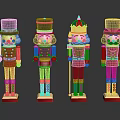 Kids Four Colorful Nutcracker Dolls Standing With Festive Uniforms And Crowns