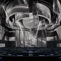 Luxurious Modern Hotel Lobby With Grand Circular Chandelier And Ambient Lighting