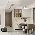 Modern Dining Living Room Interior With Open Layout Dining Table Chairs Display Cabinet And Natural Light