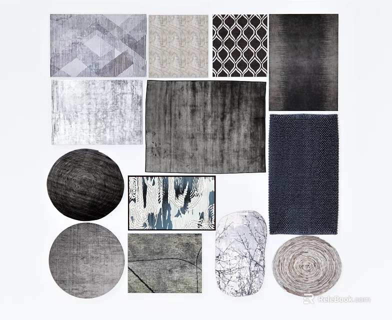 Modern Square Rugs With Various Patterns Textures And Neutral Colors For Home Decor 3d model