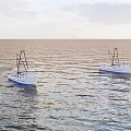 Two White Fishing Boats Sailing On Blue Calm Sea Surface Under Sky
