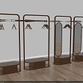 Modern Wooden Clothes Racks With Mirrors Hanging Hooks And Base Storage Shelves Interior