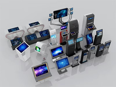 Public Facilities Featuring Modern Self Service Terminals And Interactive Touch Screens 3d model
