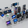 Public Facilities Featuring Modern Self Service Terminals And Interactive Touch Screens 3d model