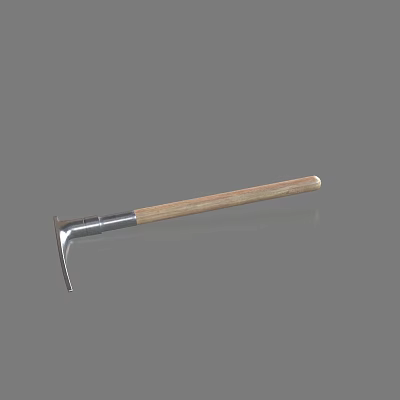 Hardware Tool Pry Bar with Metal Head and Wooden Handle for Home Repair Projects 3d model