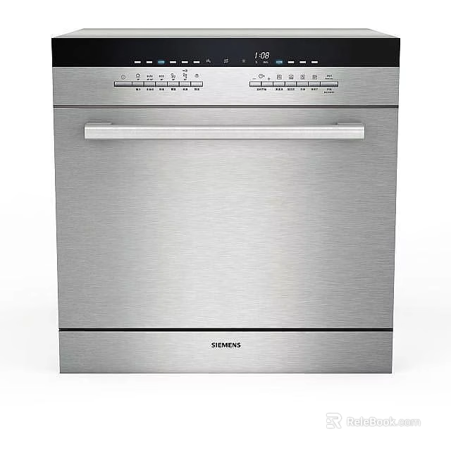 SIEMENS Front Loading Washing Machine With Stainless Steel Finish And Digital Control Panel 3d model 