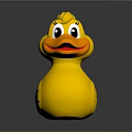 Cute Yellow Rubber Duck Playful Toy Figure With Orange Bill And Black Eyes