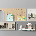 Kindergarten display wall image wall background wall 3d model