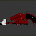 Red Revolver Handgun With Bullets Placed On Shiny Surface Showing Reflection 3d model