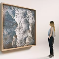 Large Square Wall Decor With Wooden Frame And Textured Surface For Modern Interior 3d model