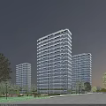 Modern High Rise Residential Building Exterior View With Balconies And Trees