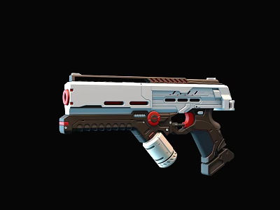 Futuristic Sci Fi Gun Design With Metallic Body Red Accents And Ergonomic Grip 3d model