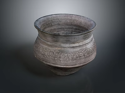 Traditional Handcrafted Clay Pottery Vessel With Detailed Intricate Carved Patterns 3d model