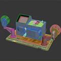 Vintage Film Projector With Wooden Base And Metal Reels On