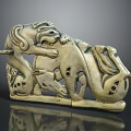 Ancient Bronze Sculpture Carving With Intricate Animal Figures And Hollow Details