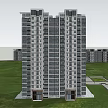 Modern High Rise Residential Buildings With Green Landscaping And Surrounding Trees