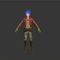 Game and Movie Character With White Hair Orange Jacket Brown Pants Strapped Design And Boots